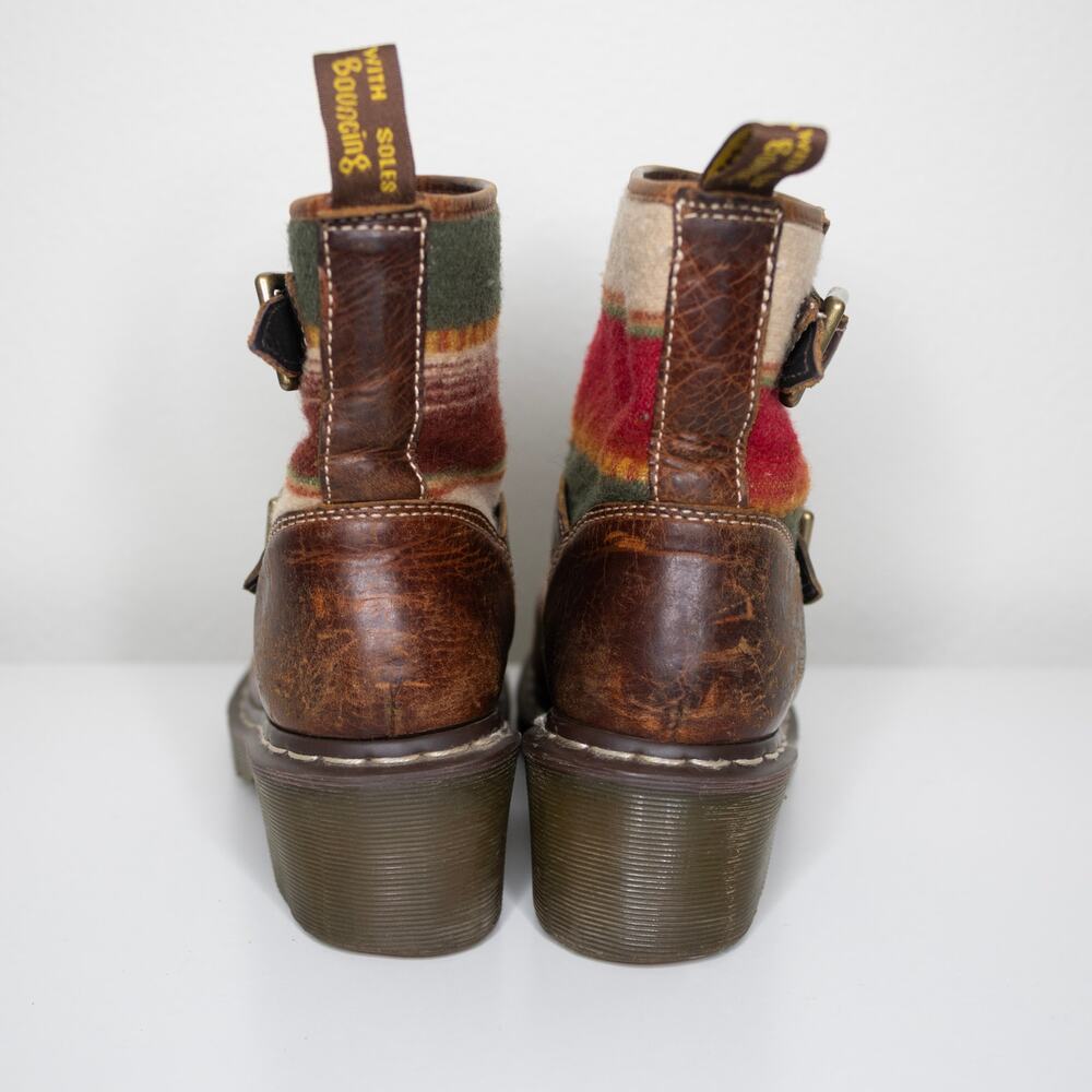 Dr. Martens X Pendleton Biker Boot Harvest Leather Santa Fe Stripes SZ 6 - Picture 4 of 7